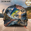 Maxcorners Fishing Graphic Sunset Mountain US Flag Landscape Customized Name 3D Cap