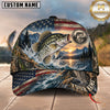 Maxcorners Fishing Graphic Sunset Mountain US Flag Landscape Customized Name 3D Cap