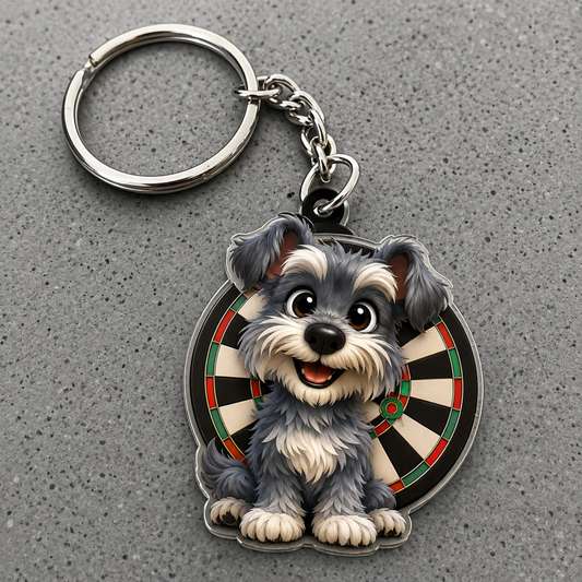 Maxcorners Darts Cute Schnauzer Puppy 3D Keychain And Ornament