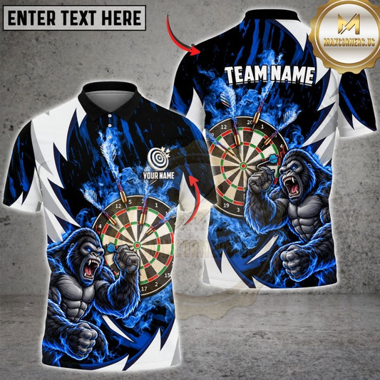 Maxcorners Darts Powerful Gorilla Mascot Muscular Stance Dartboard Energy Graphic Multicolor Customized Name, Team Name 3D Shirts