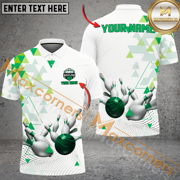 Maxcorners Ball And Pins Rising Level Up Strike Pattern Bowling Jersey Multicolor Option Customized Name, Team Name 3D Polo Shirt