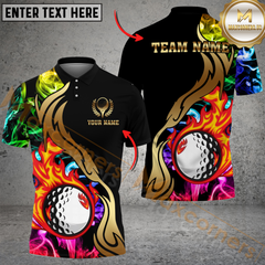 Maxcorners Fire & Smoke Golf Ball Multicolor Customized Name, Team Name 3D Shirts