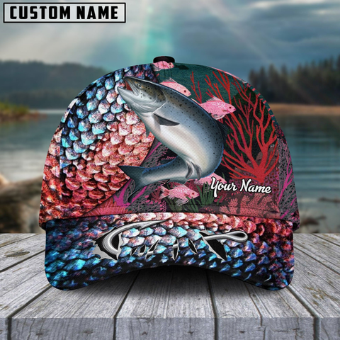 Maxcorners Salmon Fishing Colorful Customized Name 3D Cap