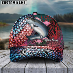 Maxcorners Salmon Fishing Colorful Customized Name 3D Cap