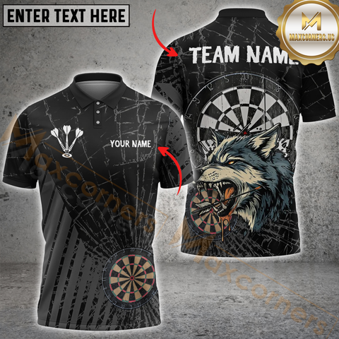 Maxcorners Darts Wolfstrike Customized Name, Team Name 3D Unisex Shirt