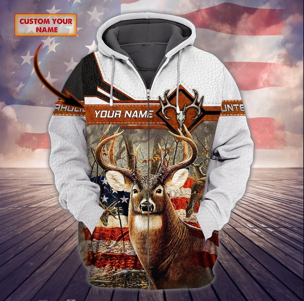 Maxcorners Custom Name Hunting Deer Art America 3D All Over Printed Clothes