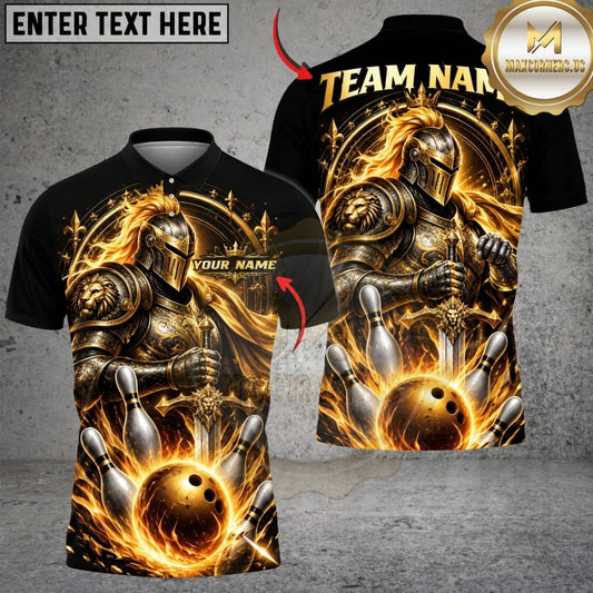 Maxcorners Bowling Sacred Knight Paladin Glowing Aura Pins Explosion Artwork Multicolor Customized Name, Team Name 3D Shirts