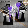 Maxcorners Punisher Skull Jersey Mutilcolor Option Customized Name, Team Name 3D Polo Shirt