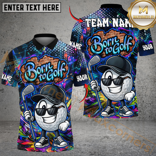 Maxcorners Graffiti Swing King Golf Polo Customized Name, Team Name 3D Shirts (4 Colors)