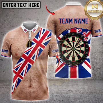 Maxcorners Darts Funny Body UK Flag Sash Dartboard Personalized Name 3D Unisex Shirt