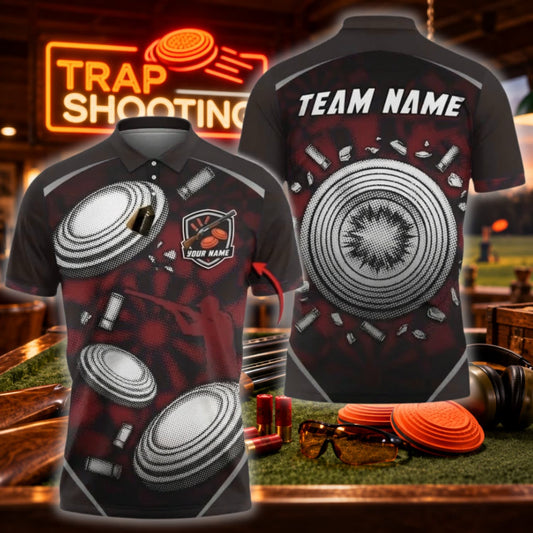 ( 6 Colors ) Maxcorners Trap Clay Shooting Metallic Target & Geometric Pattern Multicolor Customized Name, Team Name 3D Shirts