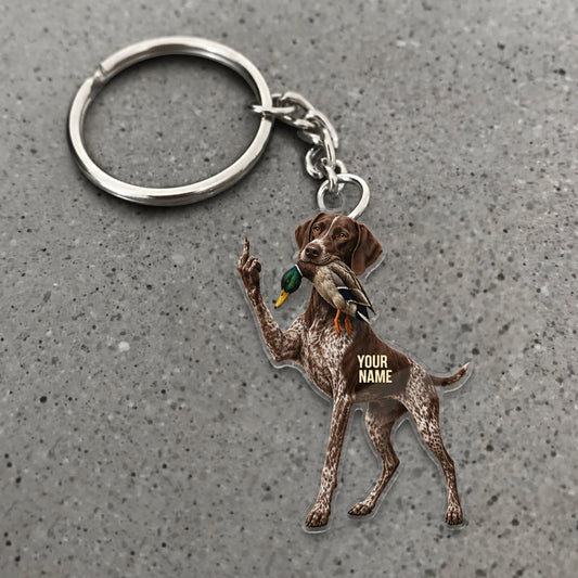 Maxcorners Duck Hunting German Shorthaired Pointer Funny Standing Dog Custom Name Gift 2D Flat Acrylic Ornament, Keychain