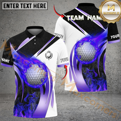 Maxcorners Fire Swing Golf Polo Shirt, Customized Name & Team Name 3D Shirts (4 Colors)