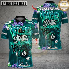 Maxcorners Billiard Graffiti Street Art 8 Ball Face Your Fear Multicolor Customized Name, Team Name 3D Shirt