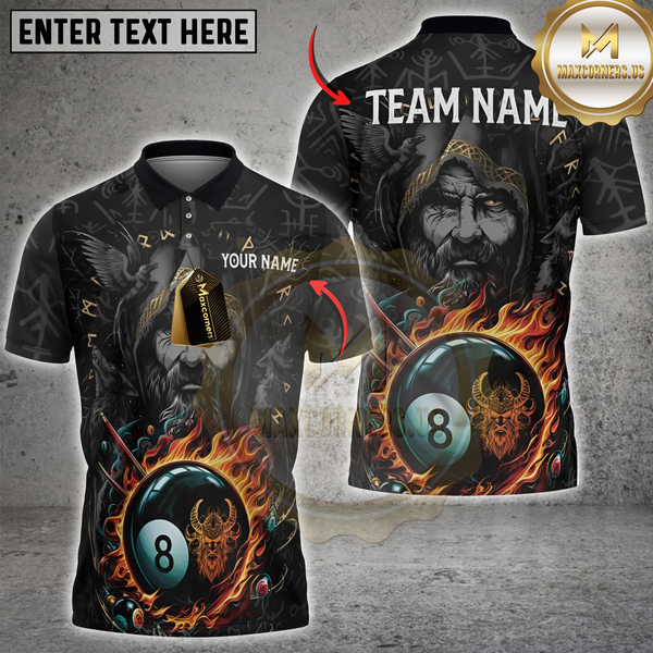 Maxcorners Billiards Viking 8-Ball Pool Multicolor Customized Name, Team Name 3D Shirt
