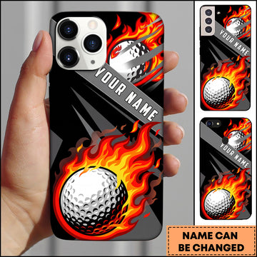 Maxcorners Golf Vibrant Flaming Golf Ball Smoke Graphic Dark Background Personalized Phone Case