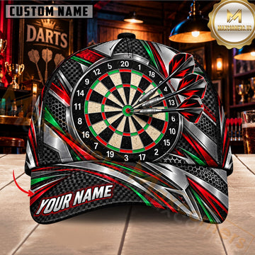 Maxcorners Darts Dartboard Metallic Carbon Fiber Texture Customized Name 3D Cap