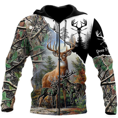 Maxcorners Deer Hunter's Binoculars 3D Over Printed Hoodie