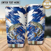 Maxcorners Fishing Tumbler Navy White Distressed Starburst Design Personalized Name Tumbler (13 Species)