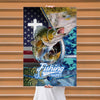 Maxcorners Walleye Fishing Faith Cross USA Flag Art Personalized Name 3D Poster