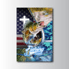 Maxcorners Walleye Fishing Faith Cross USA Flag Art Personalized Name 3D Poster