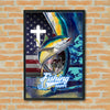 Maxcorners Tuna Fishing Faith Cross USA Flag Dynamic Art Personalized Name 3D Poster