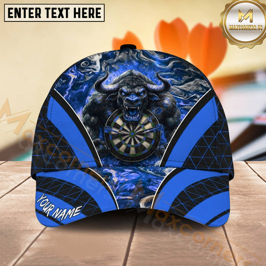 Maxcorners Darts Raging Bull and Dartboard Personalized Name 3D Classic Cap