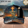 Maxcorners Fishing Faith Cross Jesus Personalized Name 3D Cap (12 Fish Species)