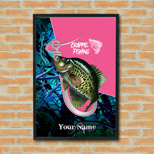 Maxcorners Crappie Fishing Hook Strike Art Personalized Name 3D Poster