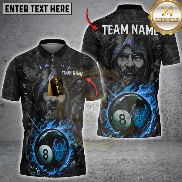 Maxcorners Billiards Viking 8-Ball Pool Multicolor Customized Name, Team Name 3D Shirt
