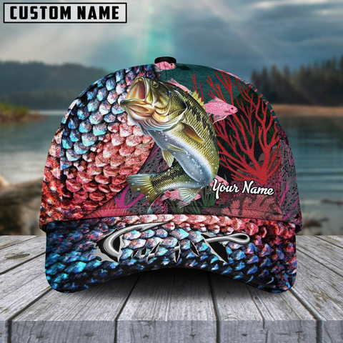 Maxcorners Bass Fishing Colorful Customized Name 3D Cap