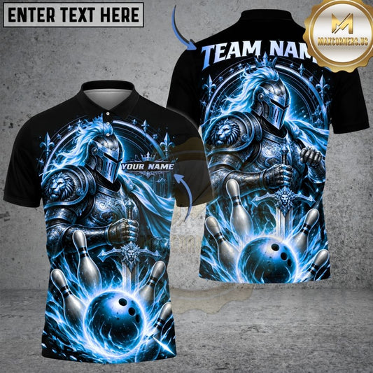 Maxcorners Bowling Sacred Knight Paladin Glowing Aura Pins Explosion Artwork Multicolor Customized Name, Team Name 3D Shirts