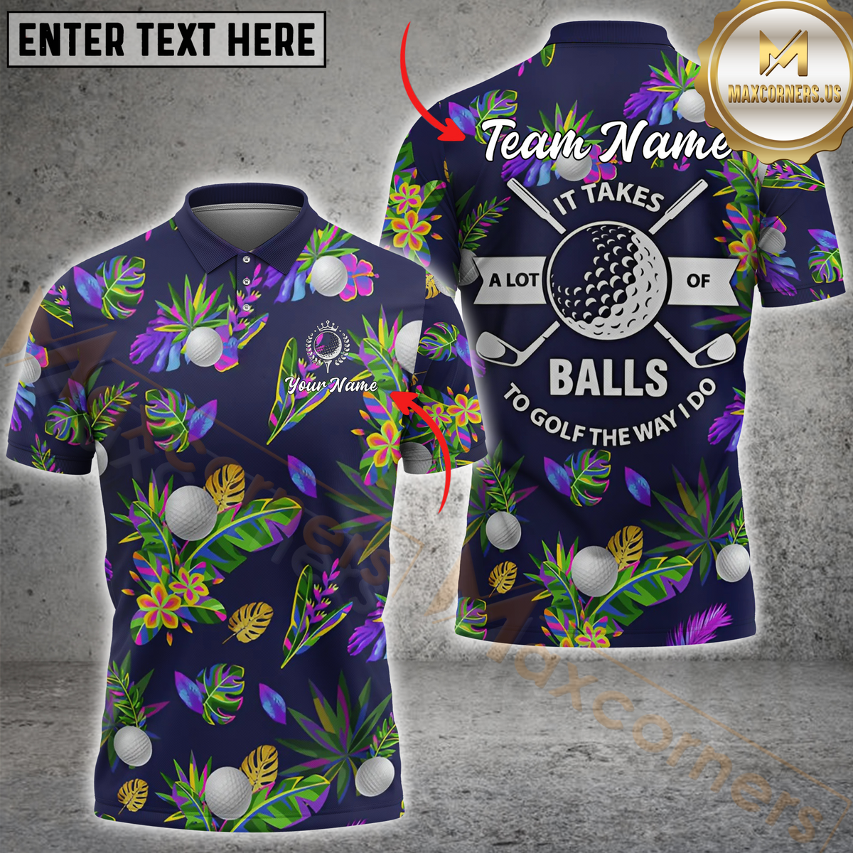 Maxcorners Golf Tropical Swing Customized Name, Team Name 3D Unisex Shirt