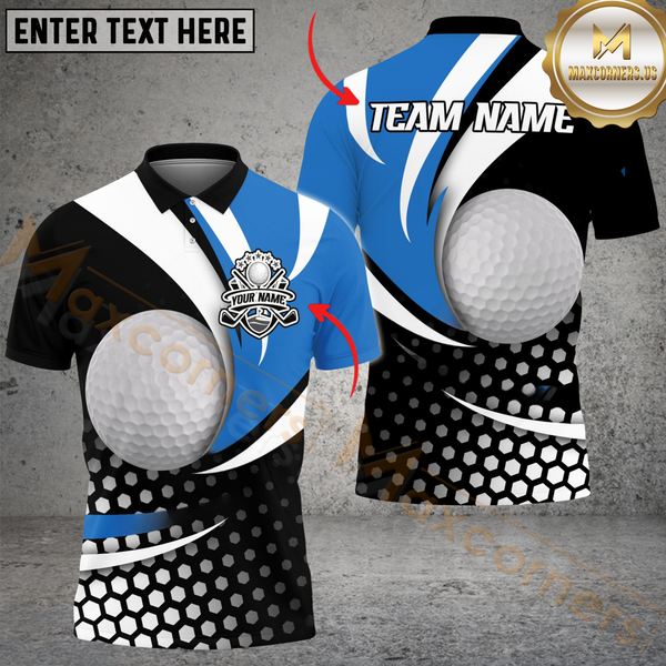Maxcorners Golf Curved Dot Pattern Multicolor Customized Name, Team Name 3D Shirts