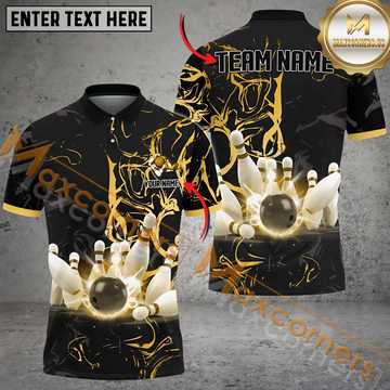 Maxcorners Shinning Strike Bowling Jersey Multicolor Option Customized Name, Team Name 3D Polo Shirt