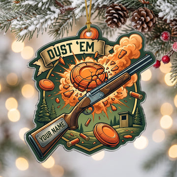 Maxcorners Clay Shooting Dust Em Shotgun And Flying Clay Targets Customized Name 3D Keychain And Ornament