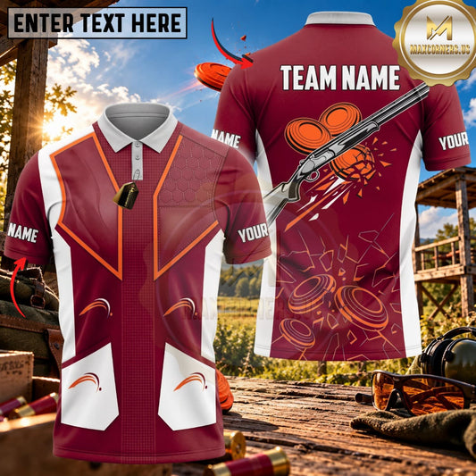 Maxcorners Clay Shooting Competition Vest Shotgun Target Multicolor Customized Name Team Name 3D Shirts (4 Colors)