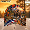 Maxcorners Hunting  American Flag Orange Camo Hunting Scene Multiple Options Personalized Name 3D Cap