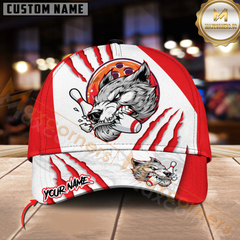 Maxcorners Bowling Wolf Strike Power Multicolor Personalized Name 3D Cap