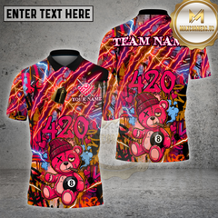 Maxcorners Billiard  Shirt 8 Ball Purple Electric 420 Bear Design Multi Options Personalized Name, Team Name 3D Shirt