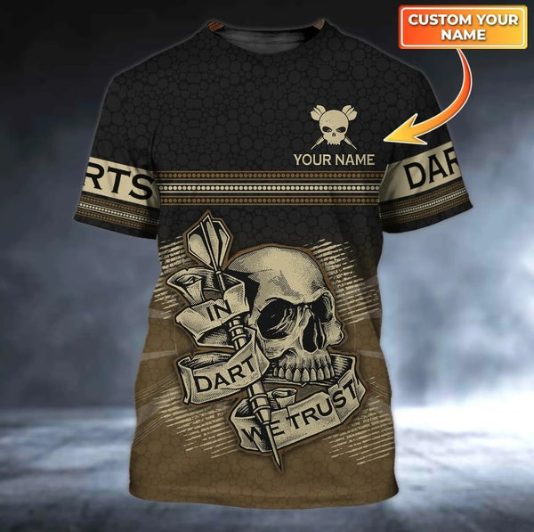 Maxcorners Dart Personalized 3D All Over Printed In Dart We Trust Skull Shirt