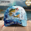 Maxcorners Fishing Blue Water Splash Hook Personalized 3D Classic Cap (12 Fish Species)