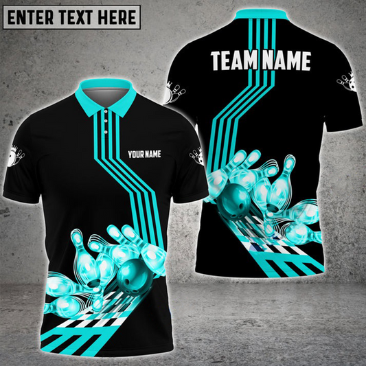 Maxcorners Bowling Ball and Pins Break Multicolor Option Customized Name 3D Shirt