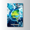 Maxcorners Mahi Mahi Fishing Ocean Marble Art Personalized Name 3D Poster