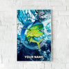 Maxcorners Mahi Mahi Fishing Ocean Marble Art Personalized Name 3D Poster