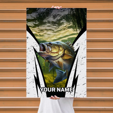 Maxcorners Largemouth Bass Fishing Underwater Strike Art Personalized Name 3D Poster