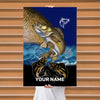 Maxcorners Walleye Fishing Trophy Catch Art Personalized Name 3D Poster