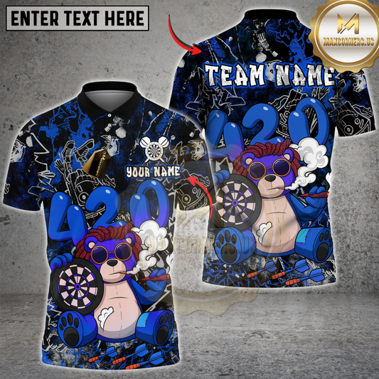 Maxcorners Darts 420 Smoker Teddy Bear Dartboard Multicolor Customized Name, Team Name 3D Shirts