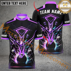 Maxcorners Digital Bowling Jersey Multicolor Option Customized Name, Team Name 3D Polo Shirt