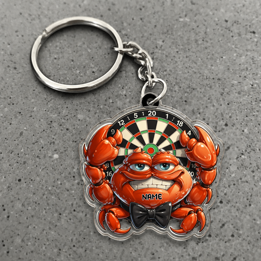 Maxcorners Darts Gentleman Crab Personalized Name 3D Keychain And Ornament